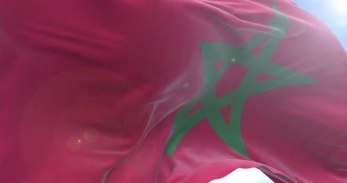Morocco Flag Waving And Rotating Camera 4K