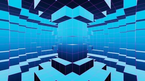 Cyan And Pink Floating Square Cirular Motion Background Vj Loop In 4K