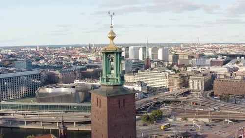 Luftaufnahme des Stockholmer Rathauses, Schweden.