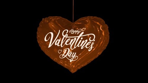 Happy Valentines Day Balloon Orange 4k Loop Alpha