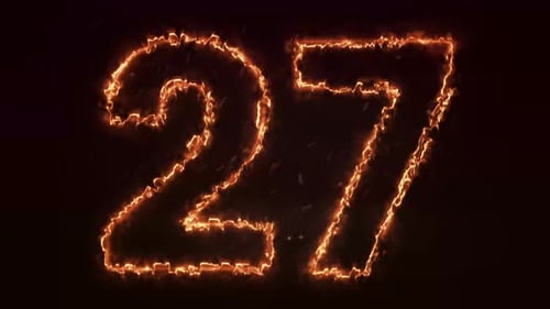 Burning Number. Fire Number 27 Animation