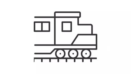 Einfache dünne schwarze Animation des Güterzugsymbols