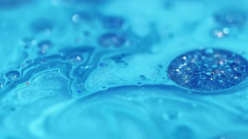 Abstract Vibrant Blue Fluid with Glitter