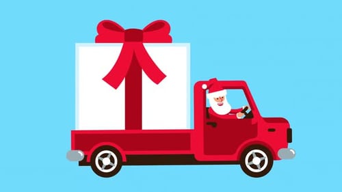 Camión de Papá Noel con regalo de Navidad en la parte trasera