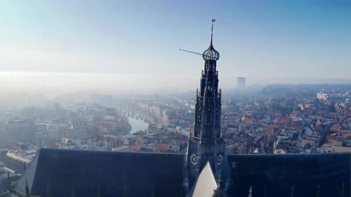 Netherlands, Haarlem - 17-03-2021: view from high above on the city of Haarlem