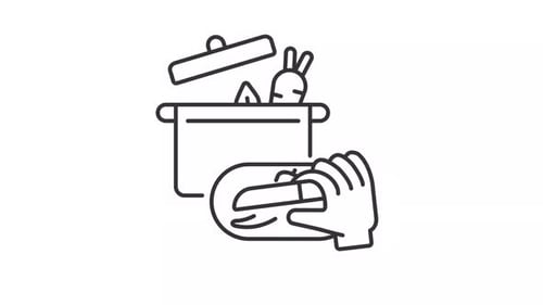 Chopping Vegetables into Pot Line Icon Animation