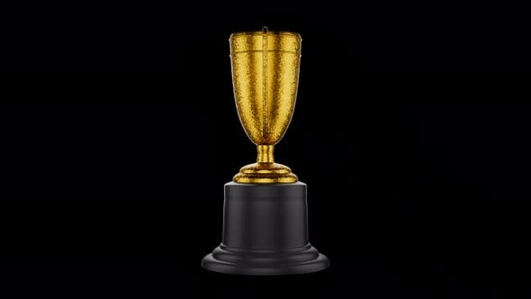 Winner's reward. Rotating winner cup, trophy on a transparent ...