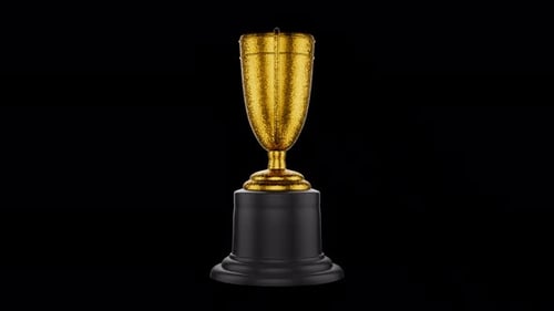 Winner's reward. Rotating winner cup, trophy on a transparent background. Winners Cup. First place i