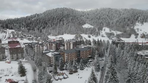 drone shot of Mountain Ski Resort