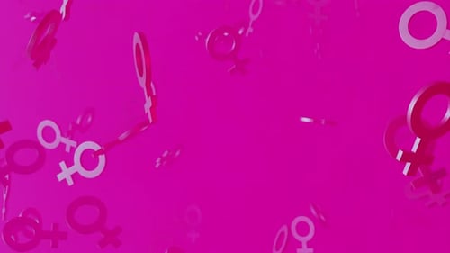 Pink Female Gender Symbols Floating Motion Background