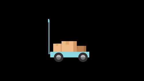 Flat Design Animation of a Hand Truck Delivering Boxes