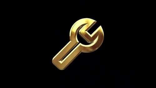 3D Metallic Golden Wrench Icon Animation