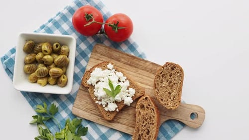 Fresh Paneer on a Bread on Table