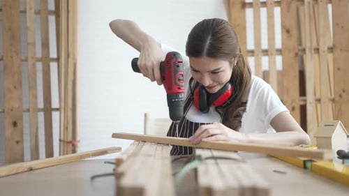 Carpenter work at workshop.