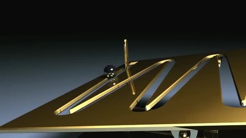 Golden Letter M Mechanism Reveal with Rolling Sphere