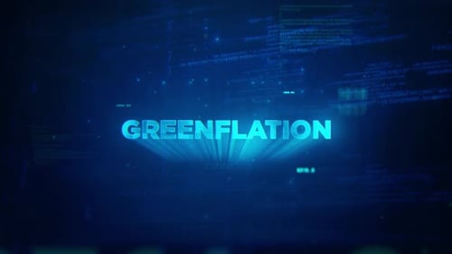 Futuristischer Hologramm-Konzept-Hintergrund mit leuchtender Bewegung von Greenflation