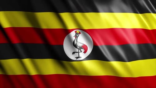 Uganda Flag Waving Smoothly National Symbol Loop