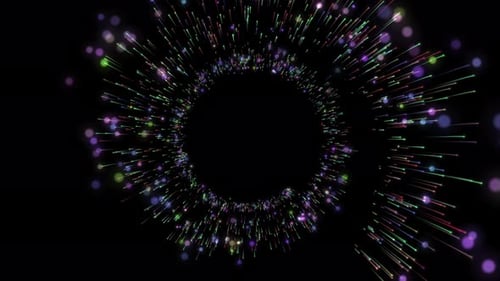 Technicolor-Helix. Magische Partikel klingeln. Lichtstreifen, Punktwelle. Helixspirale mit Tunneleffekt
.