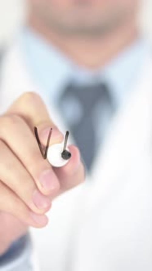 Doctor Writing Viral Disease on Clear Surface