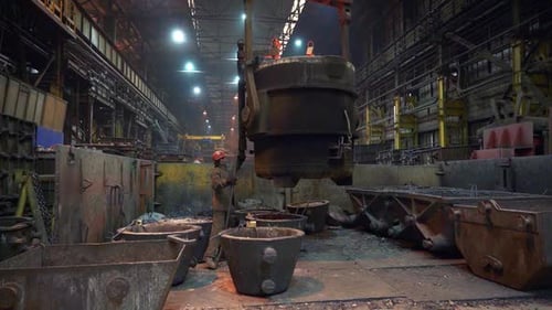 Steel Production in an Industrial Foundry Involves Complex Stages and Techniques Stock Clip
