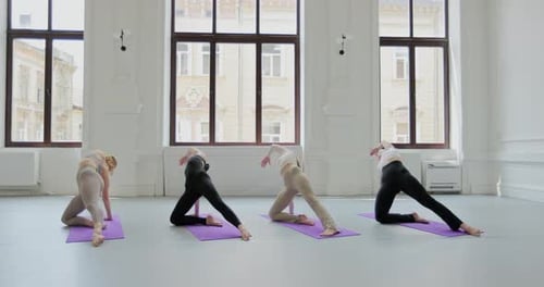 Yoga Class of Women Exercising Healthy Lifestyle in Fitness Studio Lifestyle of Sportive Yoga with