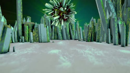 Abstract Crystal Path Flythrough to Spiky Core