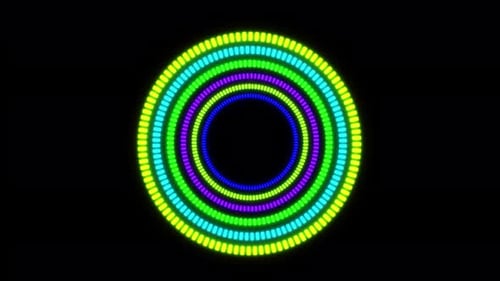 Colorful glowing Circle Disco Music Background. Vj Loop Animation Of Disco Dancing Background, Party