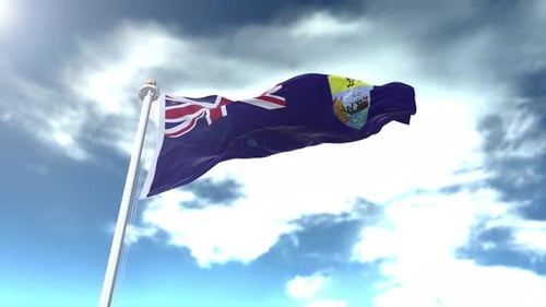 Waving Flag Animation with Cloudy Sky Background