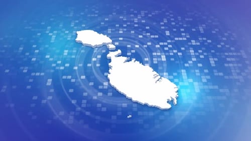 Animated 3D Map of Malta Revealing on Digital Background