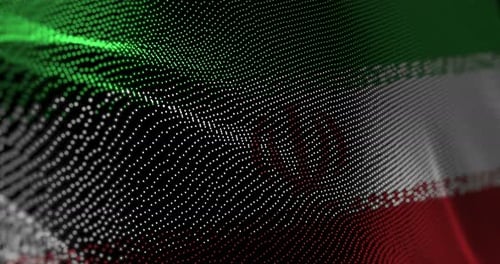 Die iranische Flagge weht mit Pannengeräuschen