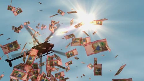Bolivia Boliviano banknotes helicopter money dropping