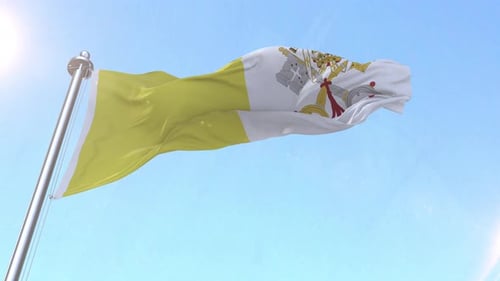 Vatican City Flag Waving Realistic 3D Animation