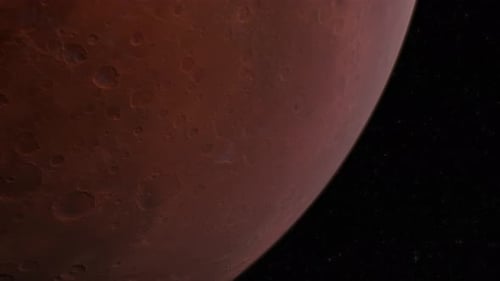 Realistic 3D Render of Mars Rotating in Dark Space