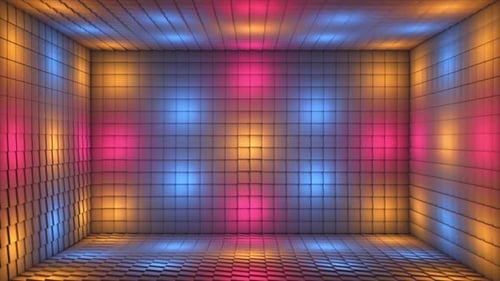 Cubes illuminés de haute technologie à diffusion pulsée, salle Stage 04