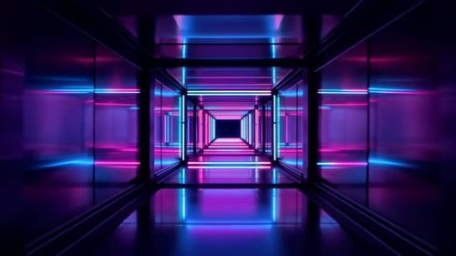 Futuristic Neon Tunnel Cyberpunk SciFi Corridor Loop