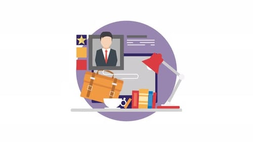 Animated Flat Design Corporate Workspace