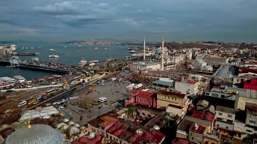Grand Mosque, City Bridge and Coastal Strait View
