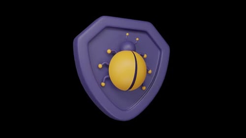 Icône 3D antivirus d'un concept de cybersécurité en boucle alpha