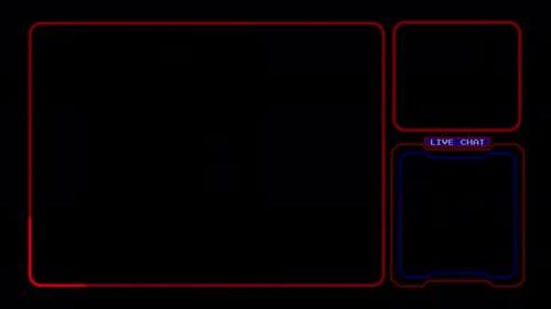 Futuristic Gaming Stream Overlays Animated Webcam Frame, Intermission Screen, and Live Chat