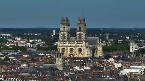 Aerial View of Paris Suburb French City of Orleans