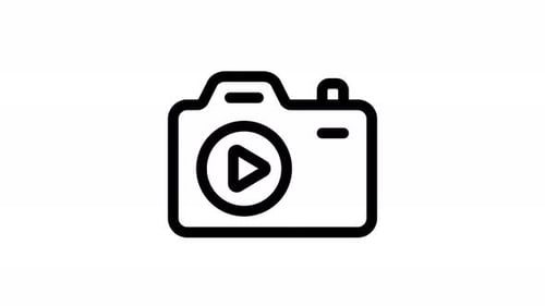 Animated Line Art Camera Play Button Icon