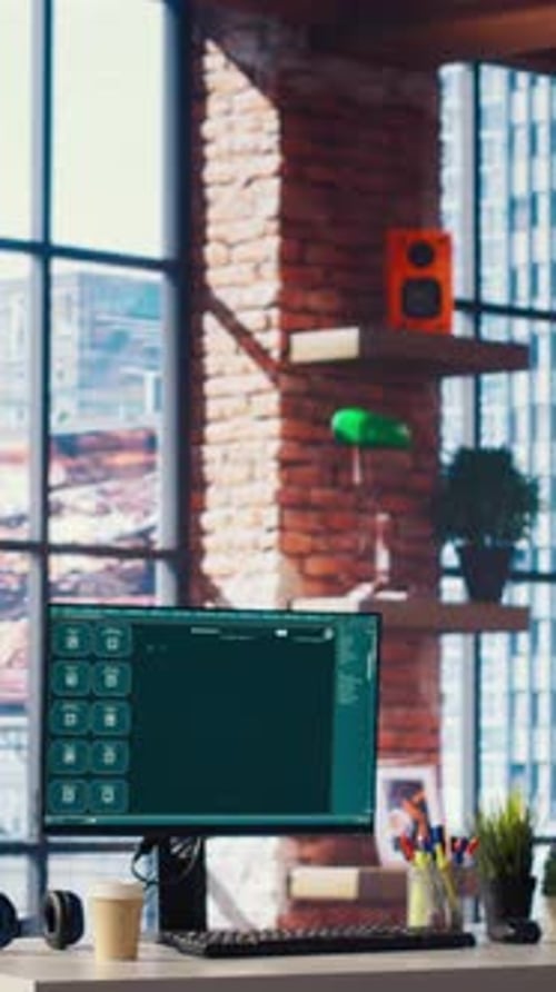 Computer-Setup im Workspace mit großem Sprachmodellprogramm