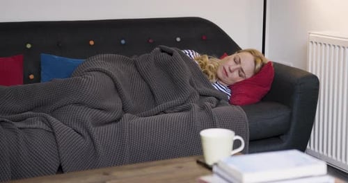 Woman Sleeping Peacefully on the Couch Indoors