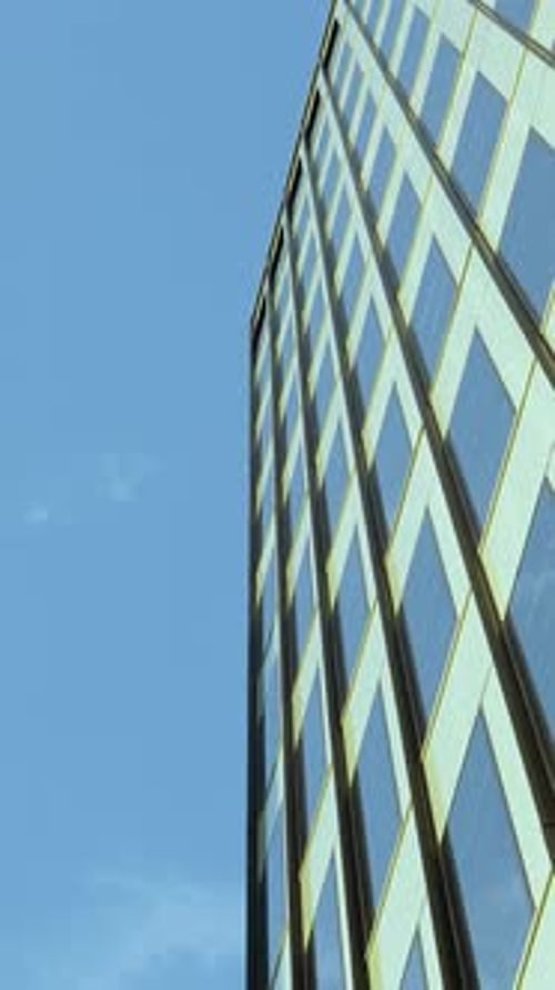 Modern Glass Skyscraper Architecture Vertical Low Angle Shot