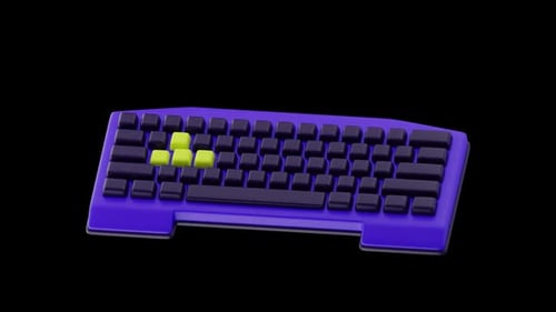 Gaming Keyboard 3D Icon Animation