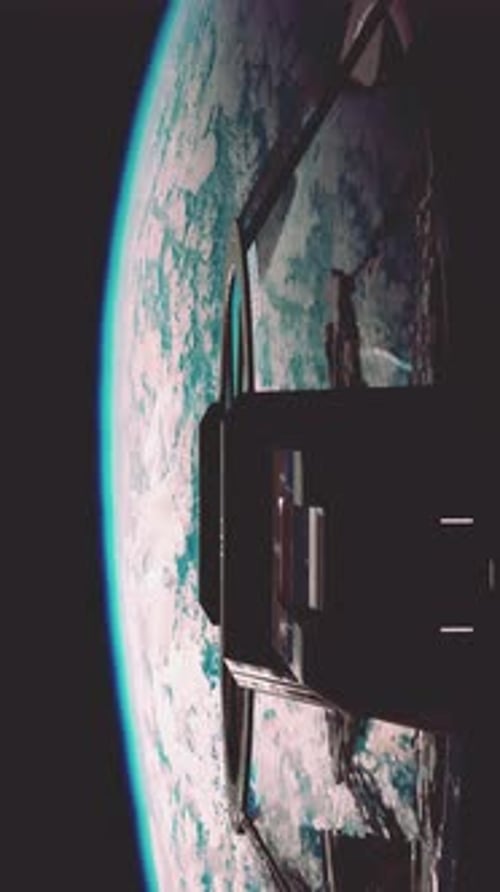 Animation of Experimental Starship Leaving Earth Orbit Vertical