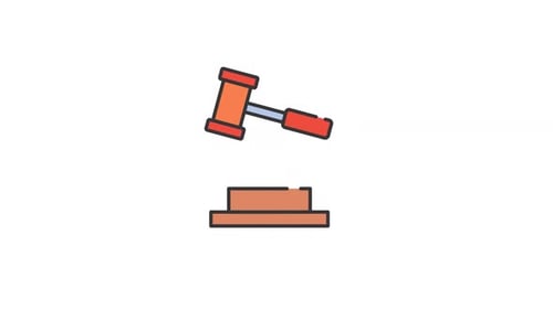 Animated Gavel Striking Sound Block Flat Design