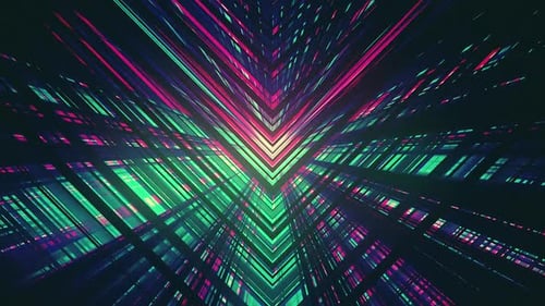 Dynamic Neon Light Lines Futuristic Cyberspace Grid Animation
