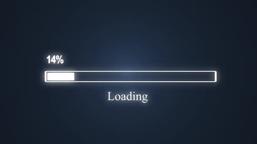 Animation de progression de la barre de chargement, compte à rebours à 100 %, barre de chargement et chargement terminés