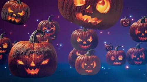 Animated Halloween Jack-o'-Lanterns Floating Background